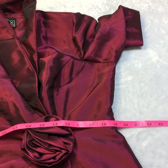 Alex Evenings Jacket Blazer Wrap Top XLP Woman's Petite Maroon Shiny 3/4 Sleeve - Picture 11 of 14
